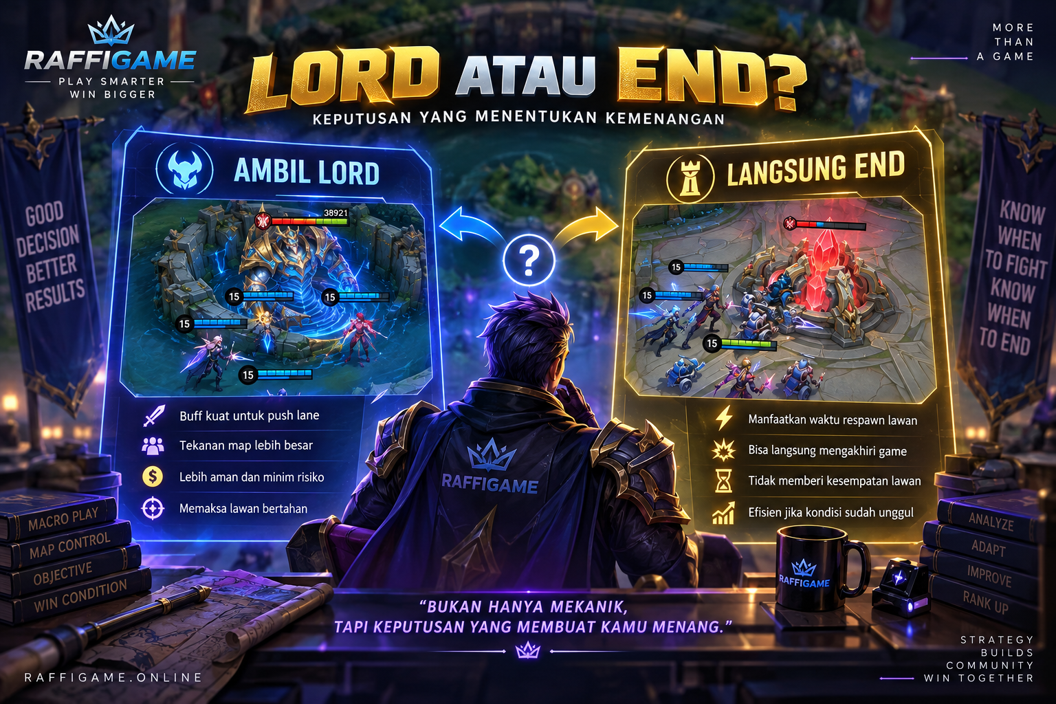 Tiga hero lawan tumbang dan tim harus memilih Lord atau langsung end di Mobile Legends